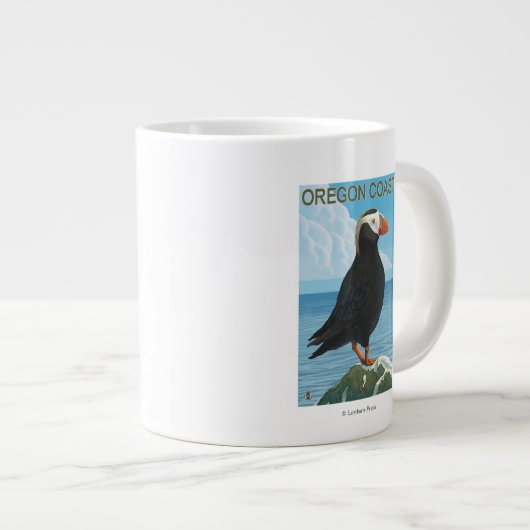 Oregon-Küsten-büscheliger Papageientaucher Jumbo-Tasse (Vorderseite Rechts)
