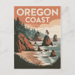 Oregon-Küsten-Retrospektive Postkarte