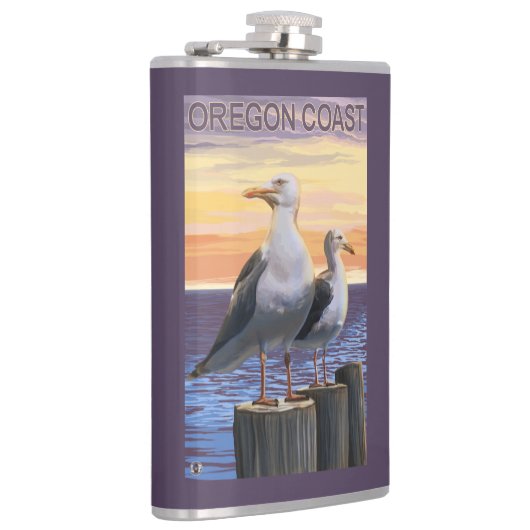 Oregon-Küsten-Seemöven Flachmann (Rechts)