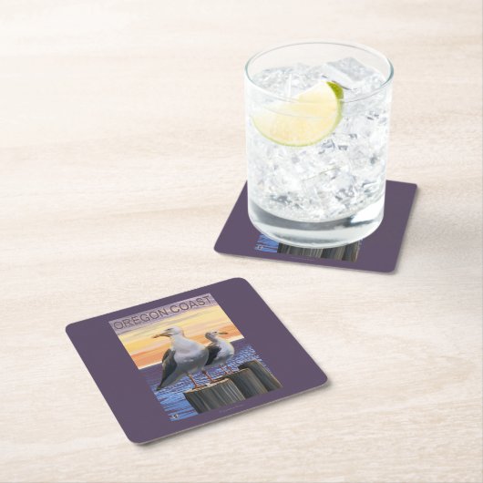 Oregon-Küsten-Seemöven Rechteckiger Pappuntersetzer (Vor Ort)