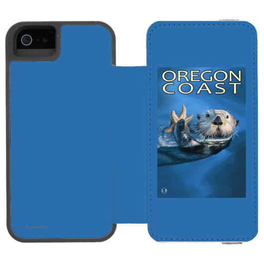 Oregon-Küsten-Seeotter Incipio iPhone Geldbeutel-Hülle (Folio Geöffnet)