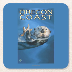 Oregon-Küsten-Seeotter Rechteckiger Pappuntersetzer