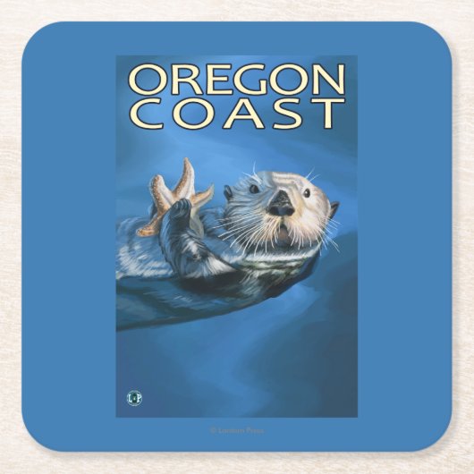 Oregon-Küsten-Seeotter Rechteckiger Pappuntersetzer (Vorderseite)