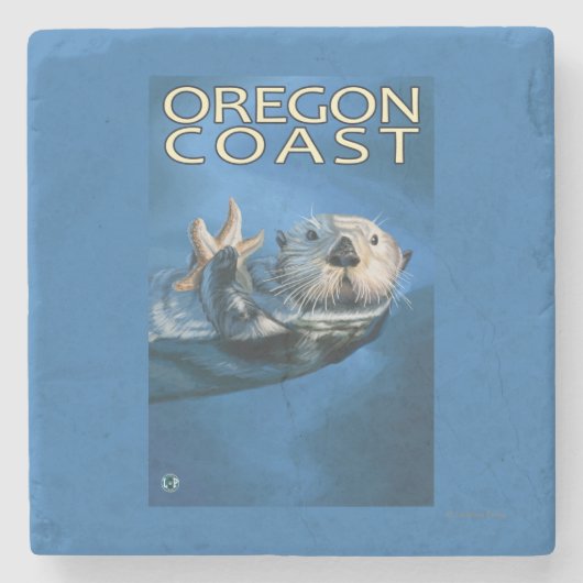 Oregon-Küsten-Seeotter Steinuntersetzer (Vorderseite)