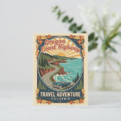 Oregon-Küstenstraße Retro-Reise Postkarte (Stehend Vorderseite)