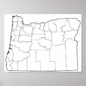 Oregon Landkreises Blank Kontur Map Poster (Vorne)