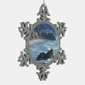 Oregon Landschaftlich Coastline Schneeflocken Zinn-Ornament (Links)