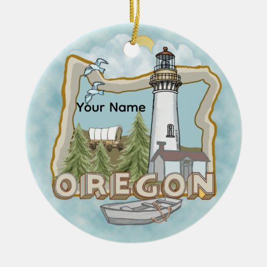 Oregon Leuchtturm Keramik-Ornament Keramik Ornament (Vorne)
