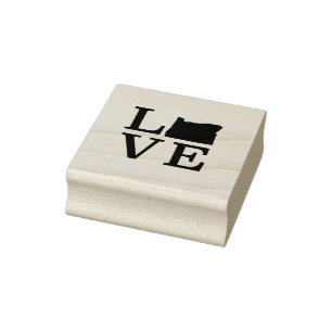Oregon LIEBE Staat Schwarz Gummistempel