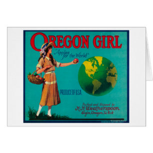 Oregon-Mädchen-Apple-Kiste LabelElgin ODER