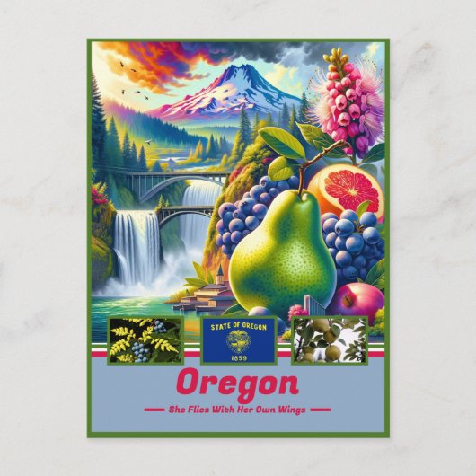 Oregon Majestic Wonders: Natur & Sehenswürdigkeite Postkarte (Vorderseite)