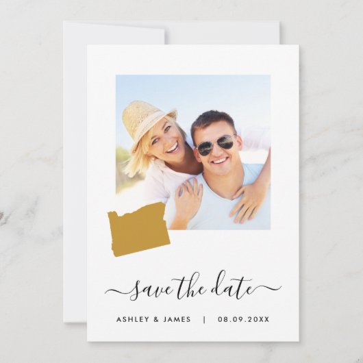 Oregon Map Foto Wedding Save the Date Card (Vorderseite)