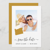 Oregon Map Foto Wedding Save the Date Card (Vorne/Hinten)