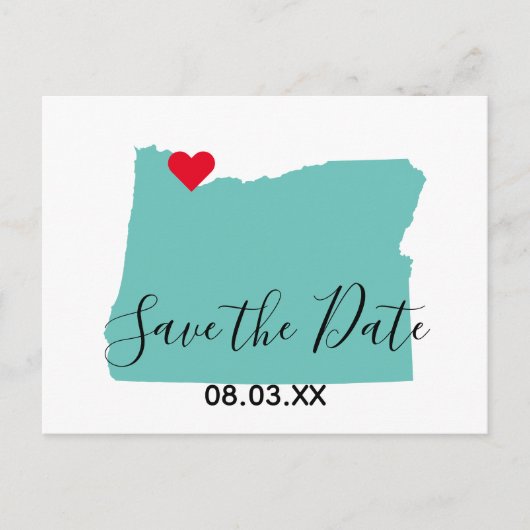 Oregon Map - Ihre Farben Save the Date gestalten Ankündigungspostkarte (Vorderseite)