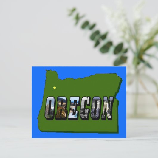 Oregon Map Kontur und Bildtext Postkarte (Stehend Vorderseite)