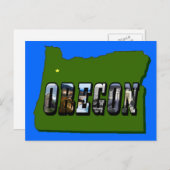 Oregon Map Kontur und Bildtext Postkarte (Vorne/Hinten)