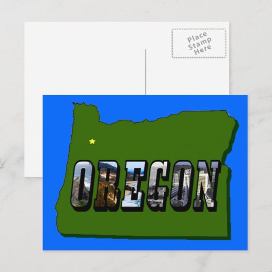 Oregon Map Kontur und Bildtext Postkarte (Vorne/Hinten)