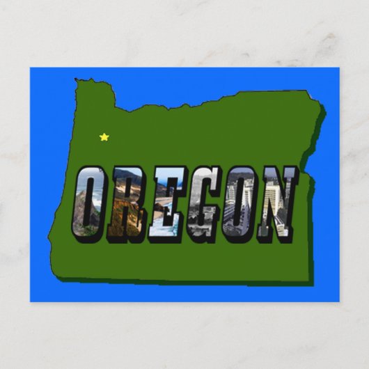 Oregon Map Kontur und Bildtext Postkarte (Vorderseite)