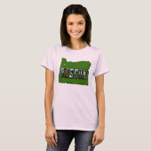 Oregon Map Kontur und Bildtext T-Shirt (Vorne ganz)