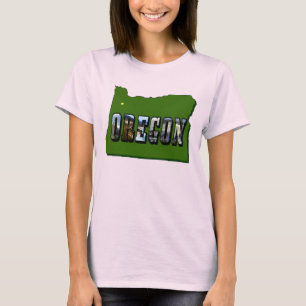 Oregon Map Kontur und Bildtext T-Shirt