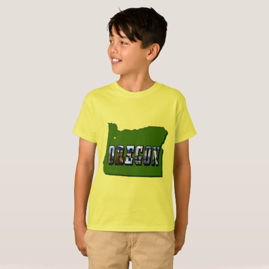 Oregon Map Kontur und Bildtext T-Shirt (Vorne ganz)