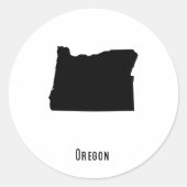 Oregon Map - Schwarz-Weiß-Moderne Karte Runder Aufkleber (Vorderseite)