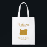Oregon Map Wedding Welcome Bag Tasche, Gold Wiederverwendbare Einkaufstasche<br><div class="desc">Hochzeitswochenende Begrüßungsgeschenk-Tasche für Gäste aus der Stadt zu Ihrer Hochzeit,  mit dem Bild von Oregon,  mit Herz können Sie an der genauen Lage platzieren. Füllen Sie Tasche mit Ihren Lieblingsgoodies.</div>