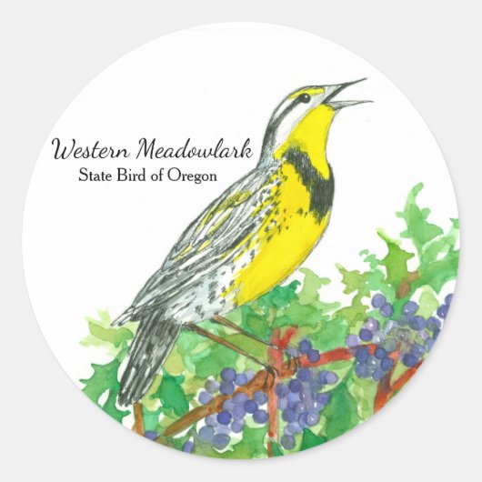 Oregon Meadowlark Grabmal Journal Runder Aufkleber (Vorderseite)