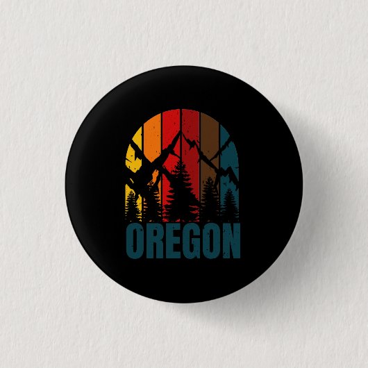 Oregon Mountains Retro Vintage Button (Vorderseite)