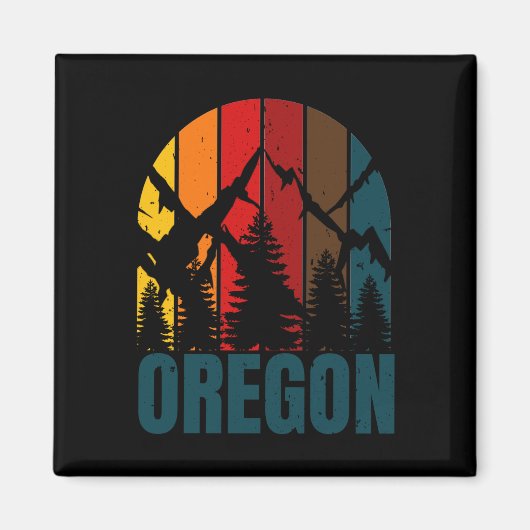Oregon Mountains Retro Vintage Magnet (Vorne)