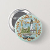 Oregon Muscheln Lighthouse Button (Vorne & Hinten)