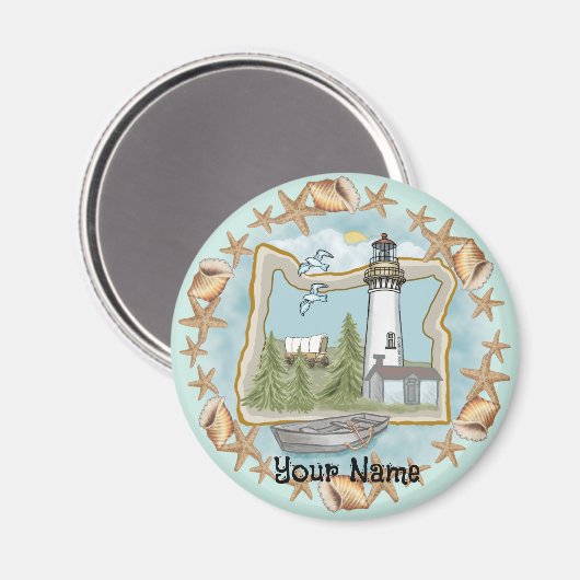 Oregon Muscheln Lighthouse Magnet (Vorderseite/Rückseite)