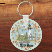 Oregon Muscheln Lighthouse Schlüsselanhänger (Vorderseite)