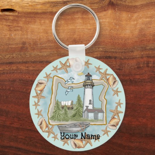 Oregon Muscheln Lighthouse Schlüsselanhänger (Vorderseite)