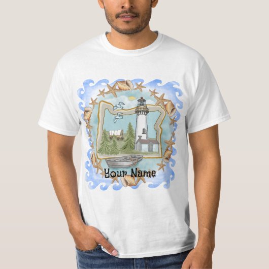 Oregon Muscheln Lighthouse T-Shirt (Vorderseite)