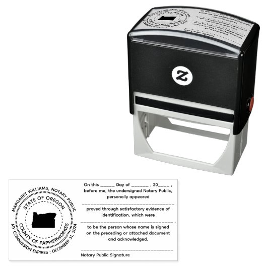 Oregon Notary Public Recognition Briefmarke Permastempel (Beispiel)