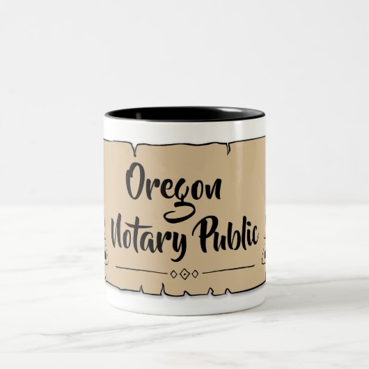 Oregon Notary Public Scroll Feather Quill Zweifarbige Tasse (Mittel)