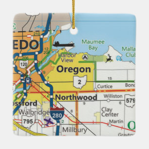 Oregon Ohio Vintag Map Keramikornament