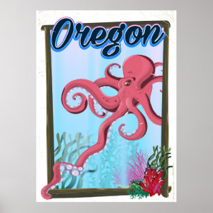 Oregon-Oktopus-Reiseplakat. Poster