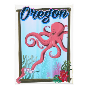 Oregon-Oktopus-Reiseposter. Fotodruck