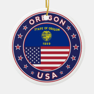 Oregon, Oregon sticker, phone case, tote bag Keramik Ornament
