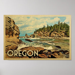 Oregon-Plakat-Vintage Reise-Kunst-Ozean-Natur Poster