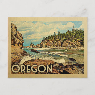 Oregon Postcard Beach Cliffs Vintage Travel Postkarte