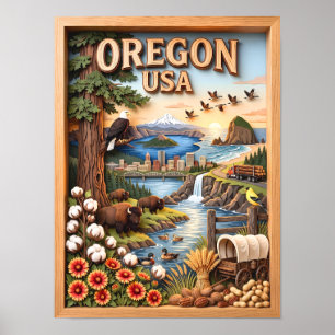 Oregon Reise Skyline Wahrzeichen Wildnis Landschaf Poster