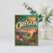 Oregon Retro Reise Souvenir Postkarte (Stehend Vorderseite)