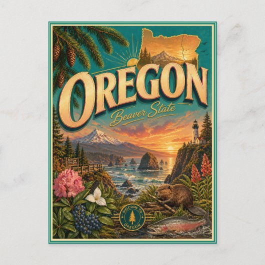 Oregon Retro Reise Souvenir Postkarte (Vorderseite)