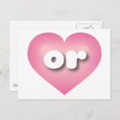 Oregon-rosa-fades Herz - I Liebe oder Postkarte (Vorne/Hinten)