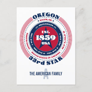 Oregon, Salem, OR, Patriotic, Monogram Postkarte