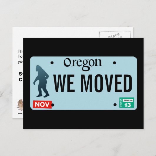 Oregon Sasquatch License Plate Ankündigungspostkarte (Vorne/Hinten)