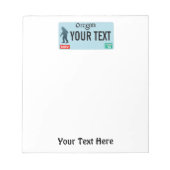 Oregon Sasquatch License Plate Notizblock (Vorderseite)